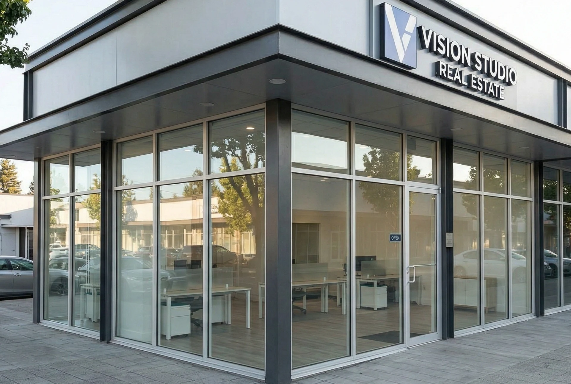Corner shopfront before proposed display installation